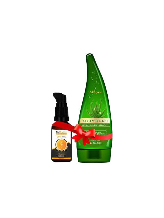 la organo face glow serum for skin brightening and aloe vera gel for face & hair moisturization & nourishment - 16760007 - Zoom Image - 0