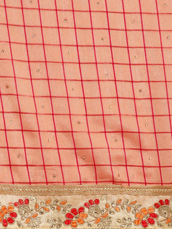 check print bordered saree with blouse - 16762442 - Standard Image - 3