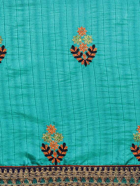 embroidered bordered saree with blouse - 16762446 - Standard Image - 3