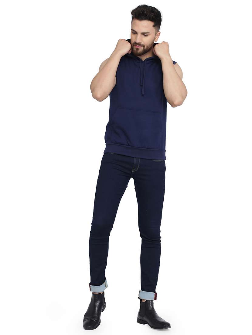 navy blue solid sweatshirt - 16763213 -  Standard Image - 3