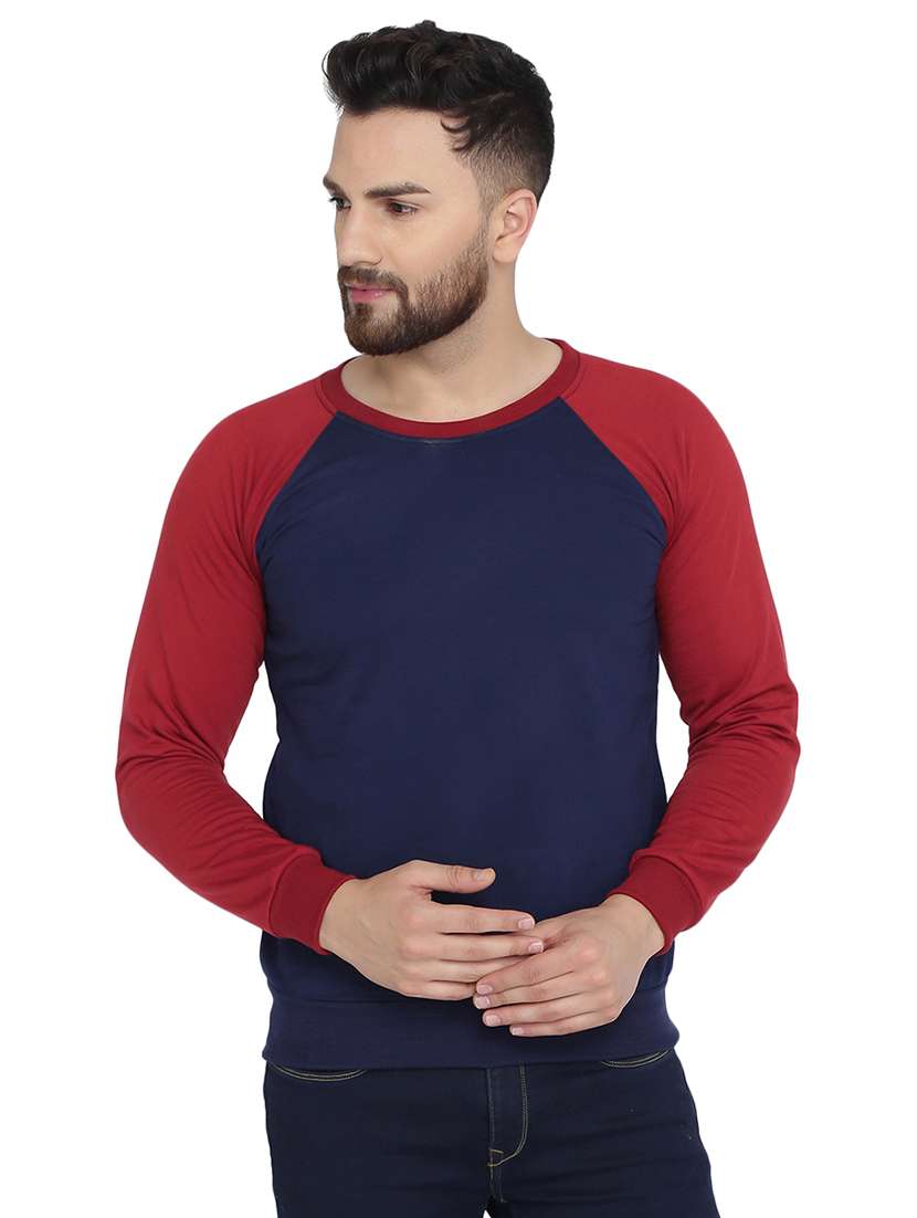 navy blue color block raglan sweatshirt - 16763236 - Zoom Image - 0