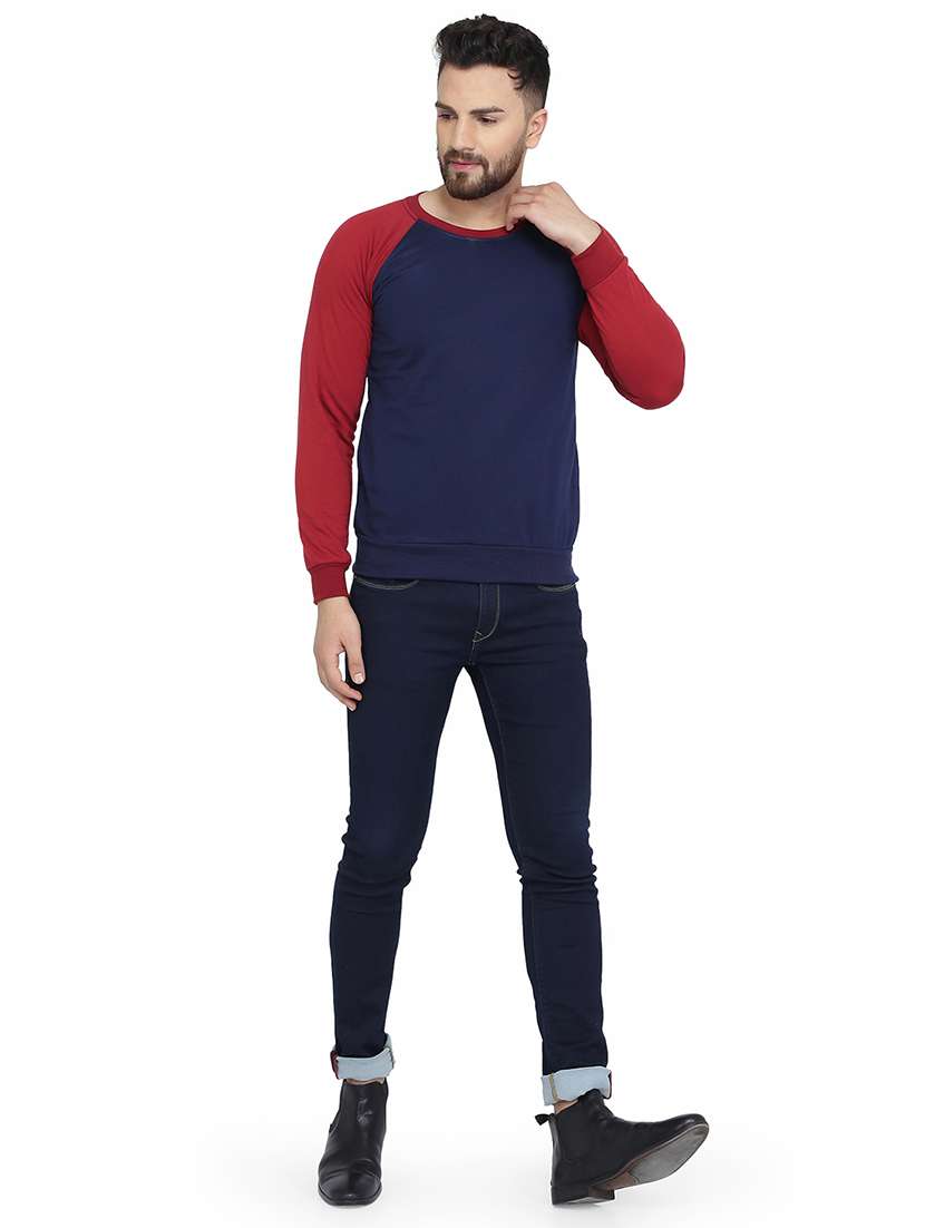 navy blue color block raglan sweatshirt - 16763236 - Standard Image - 3