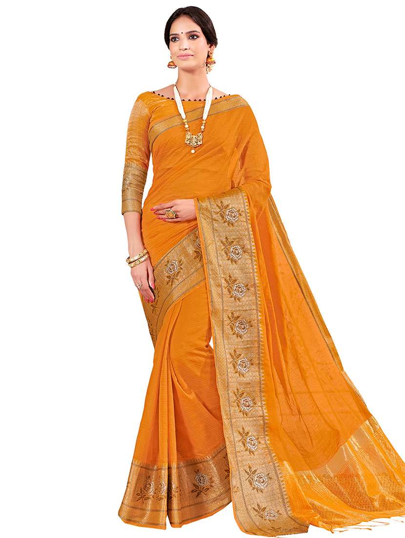 solid bordered kanjivaram saree with blouse