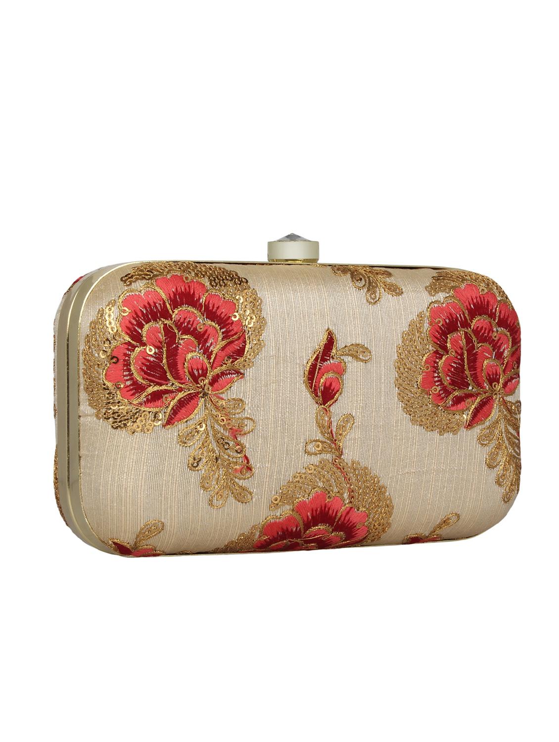beige faux silk box clutch - 16764049 - Standard Image - 3