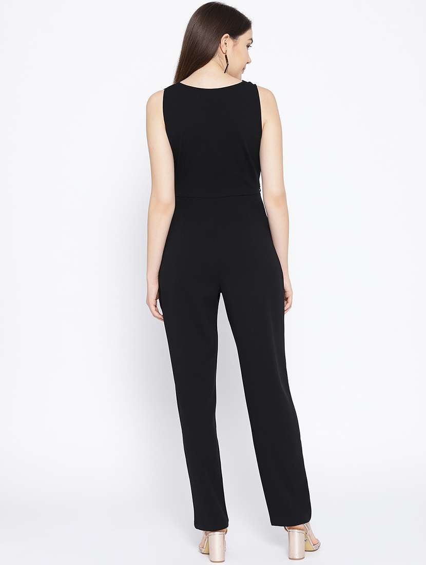 metallic overlap full leg jumpsuit  - 16764128 -  Standard Image - 3