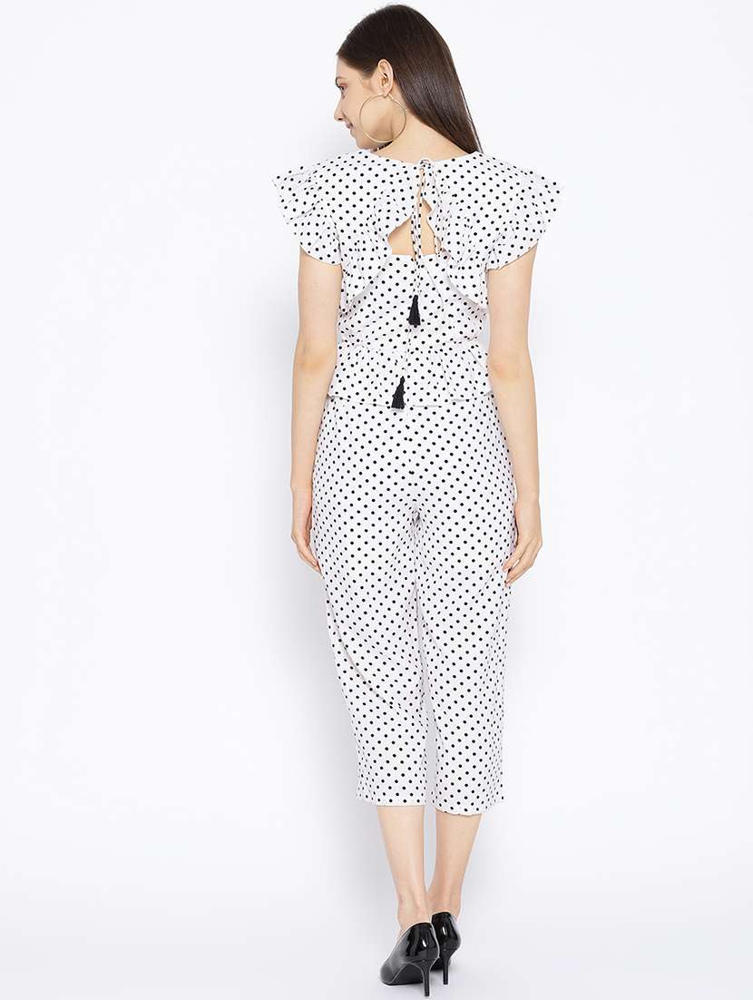 frill detail polka dot jumpsuit  - 16764132 -  Standard Image - 3