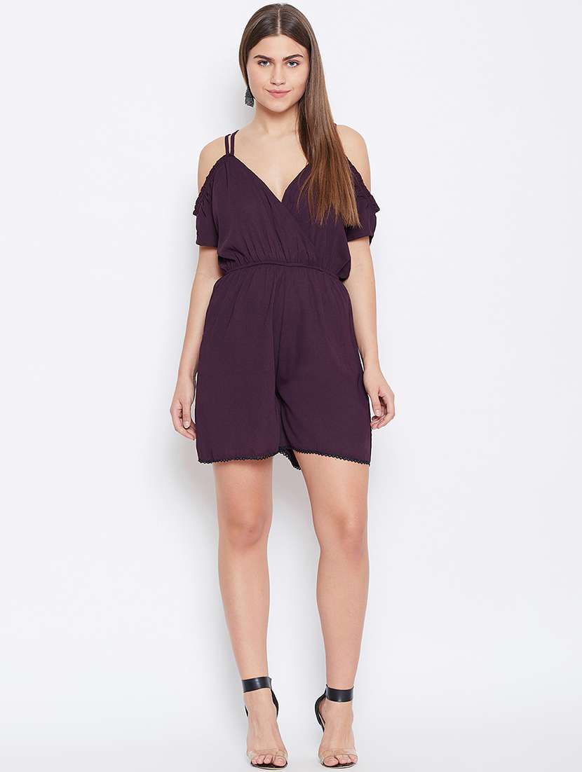 overlap neck frill detail romper  - 16764136 -  Standard Image - 3