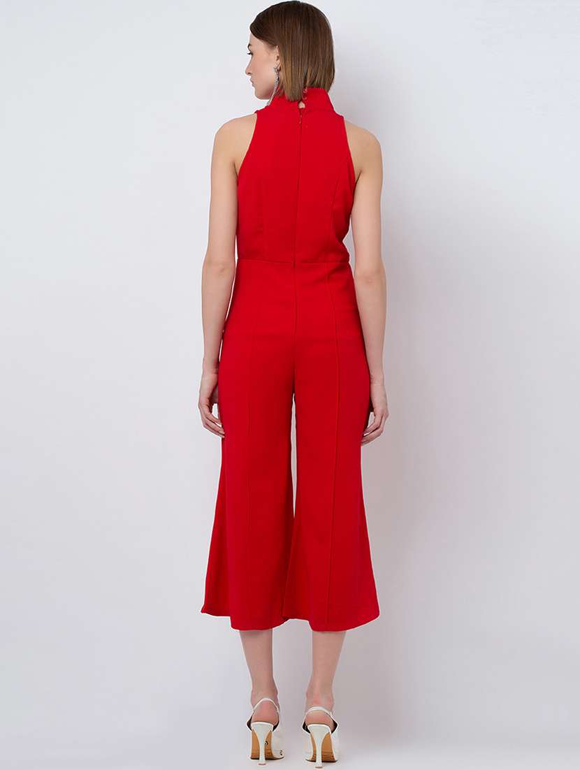 choker neck flared jumpsuit - 16764147 -  Standard Image - 3