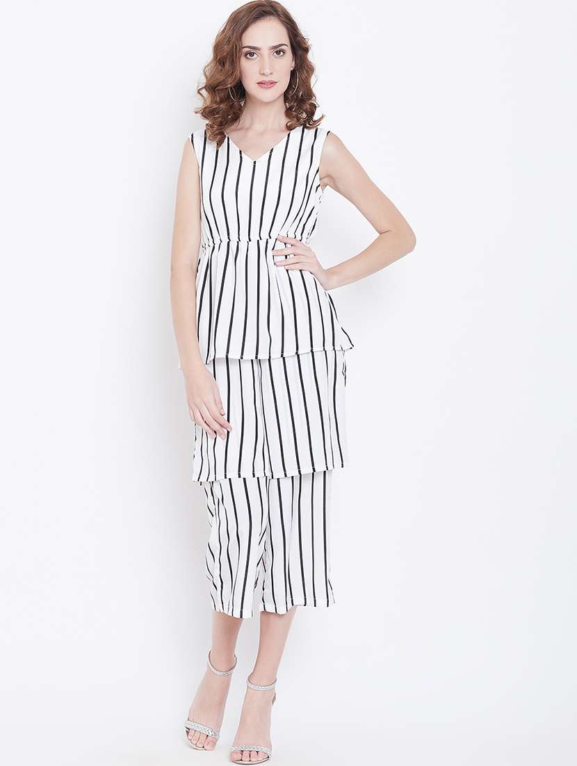 layered striped  jumpsuit