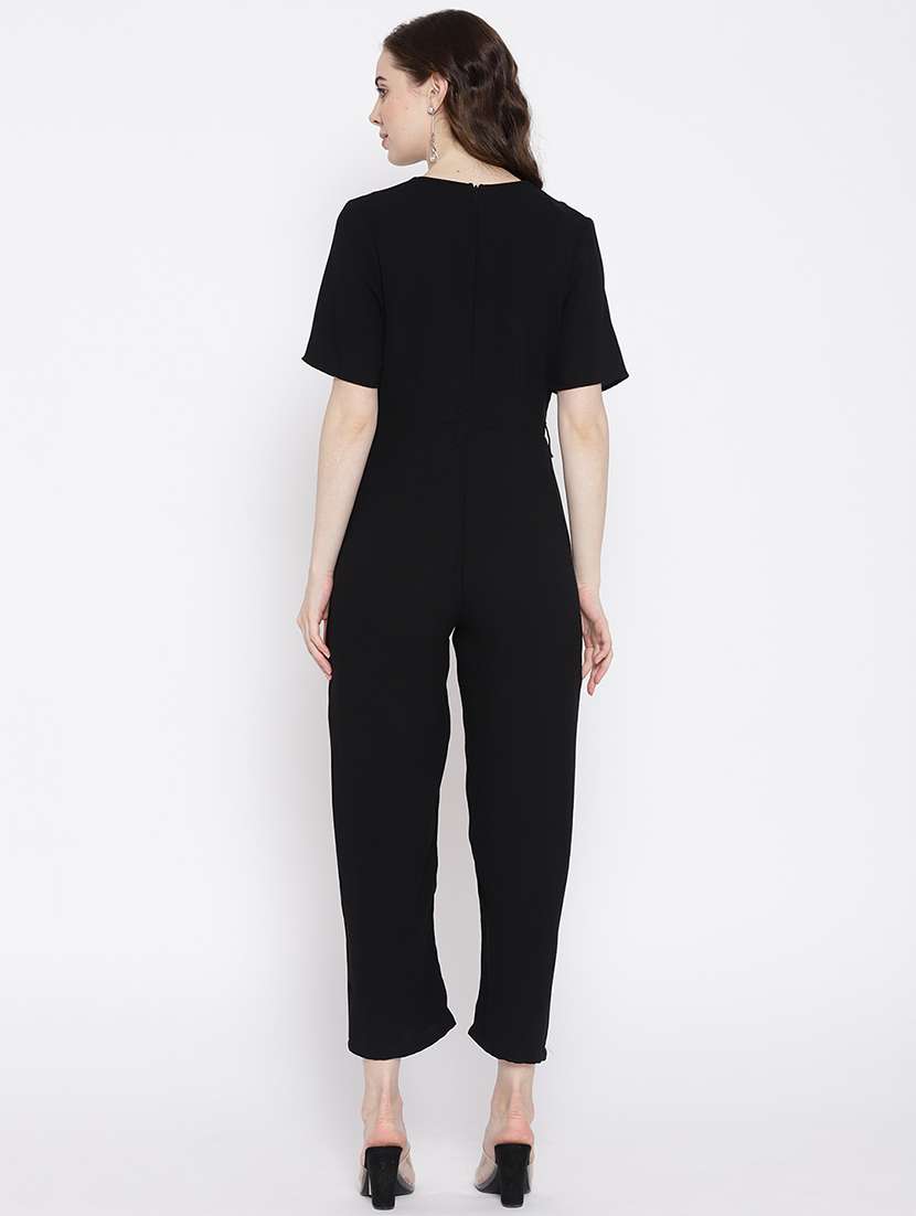 v-neck solid jumpsuit - 16764161 -  Standard Image - 3