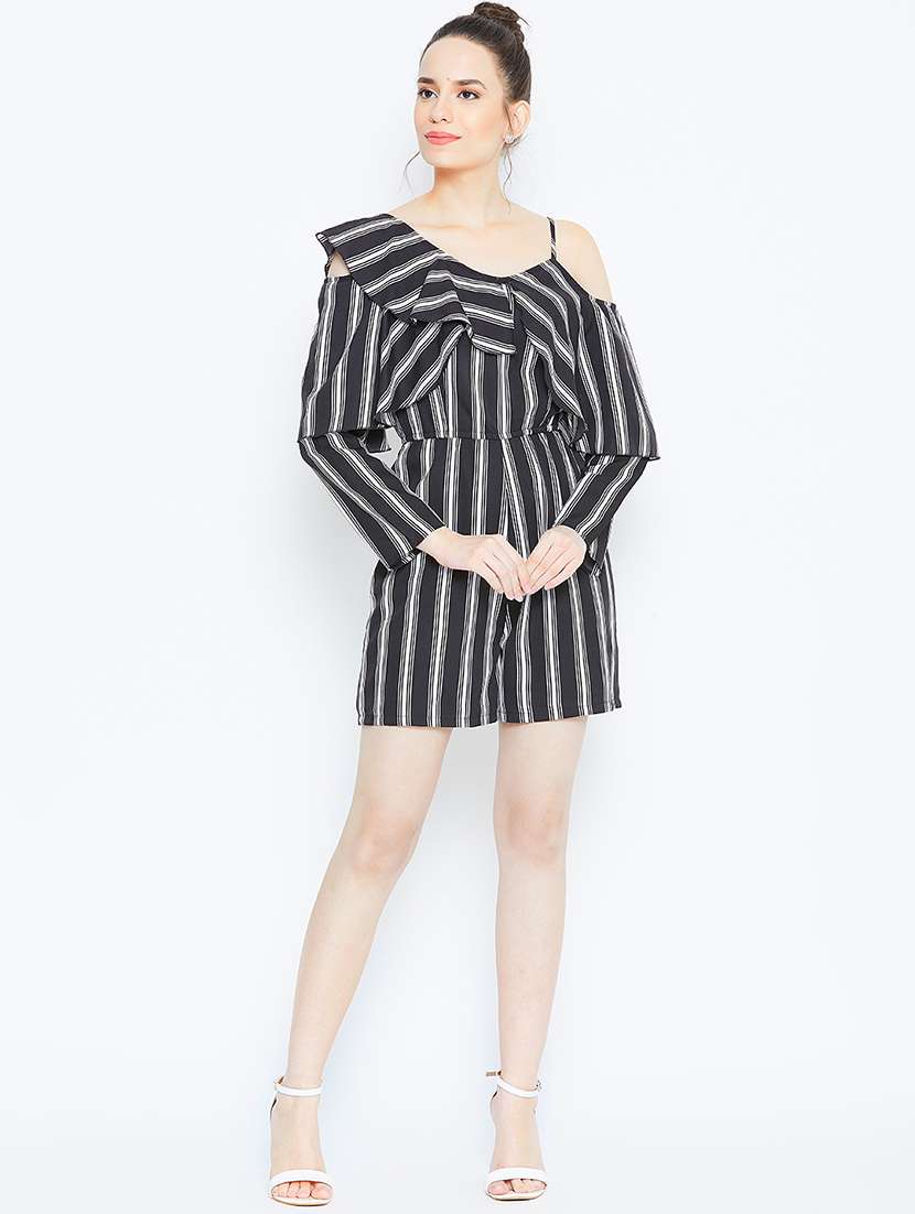 ruffle detail striped romper  - 16764167 -  Standard Image - 3