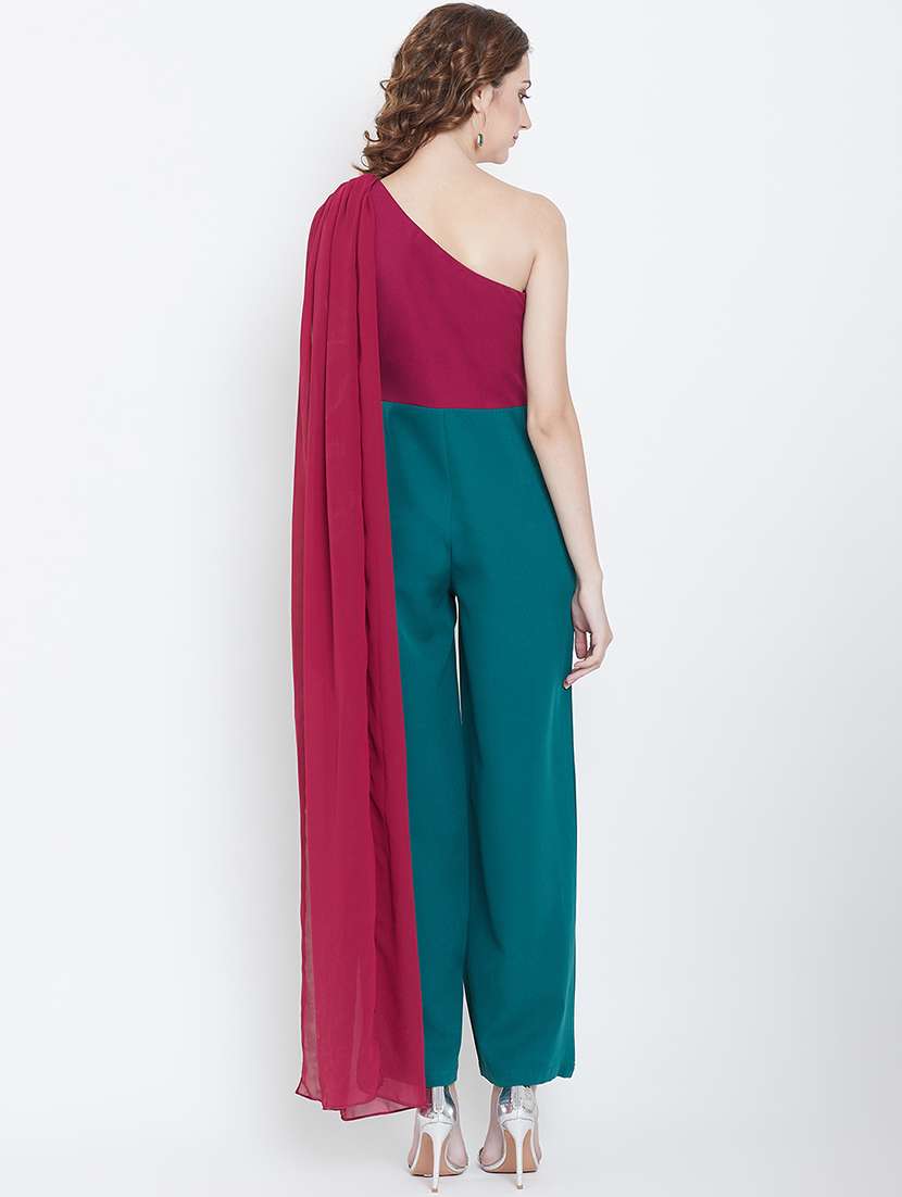exaggerated sleeved color block jumpsuit - 16764182 -  Standard Image - 3
