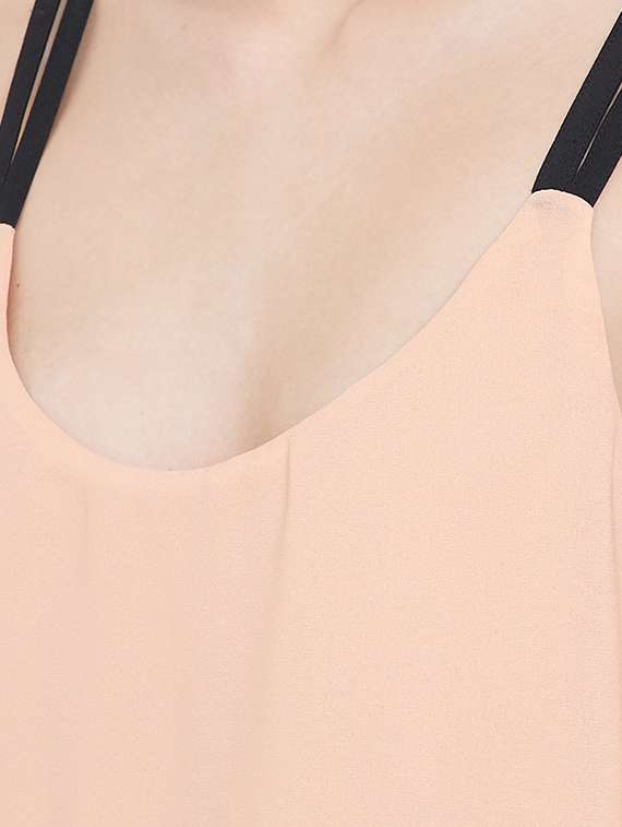 contrast shoulder strap layered jumpsuit - 16764190 -  Standard Image - 3