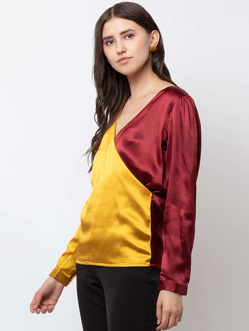 women's straight overlap neck top