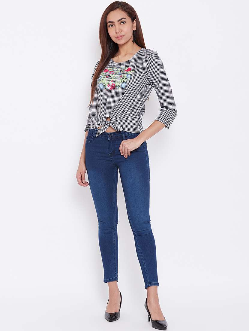 women's crop round neck top - 16764209 -  Standard Image - 3