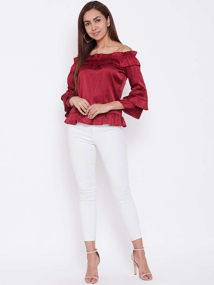women's ruffle off shoulder top - 16764212 -  Standard Image - 3