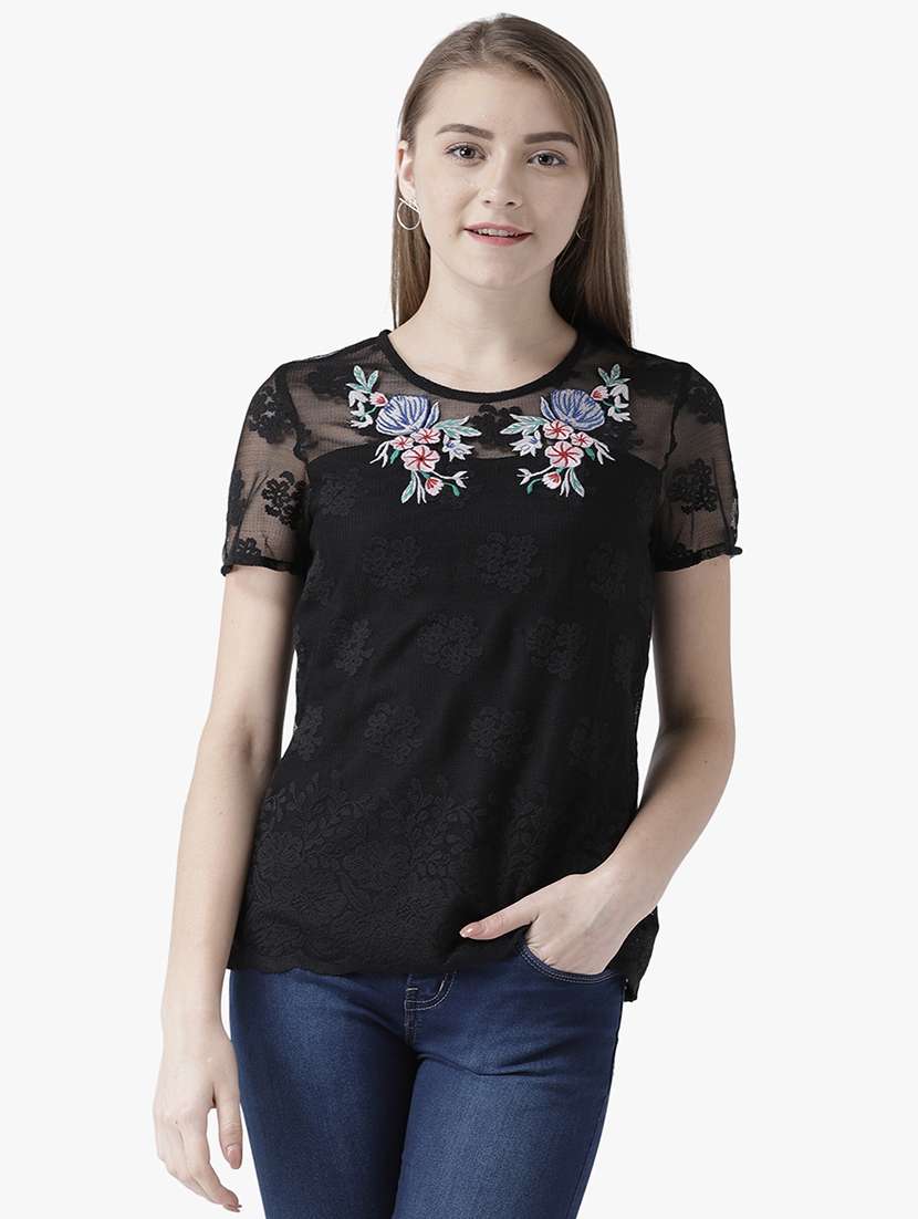 women's straight round neck top