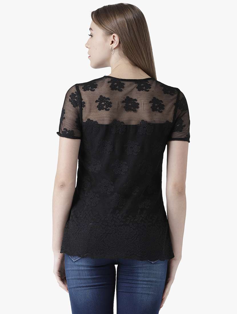 women's straight round neck top - 16764214 -  Standard Image - 3