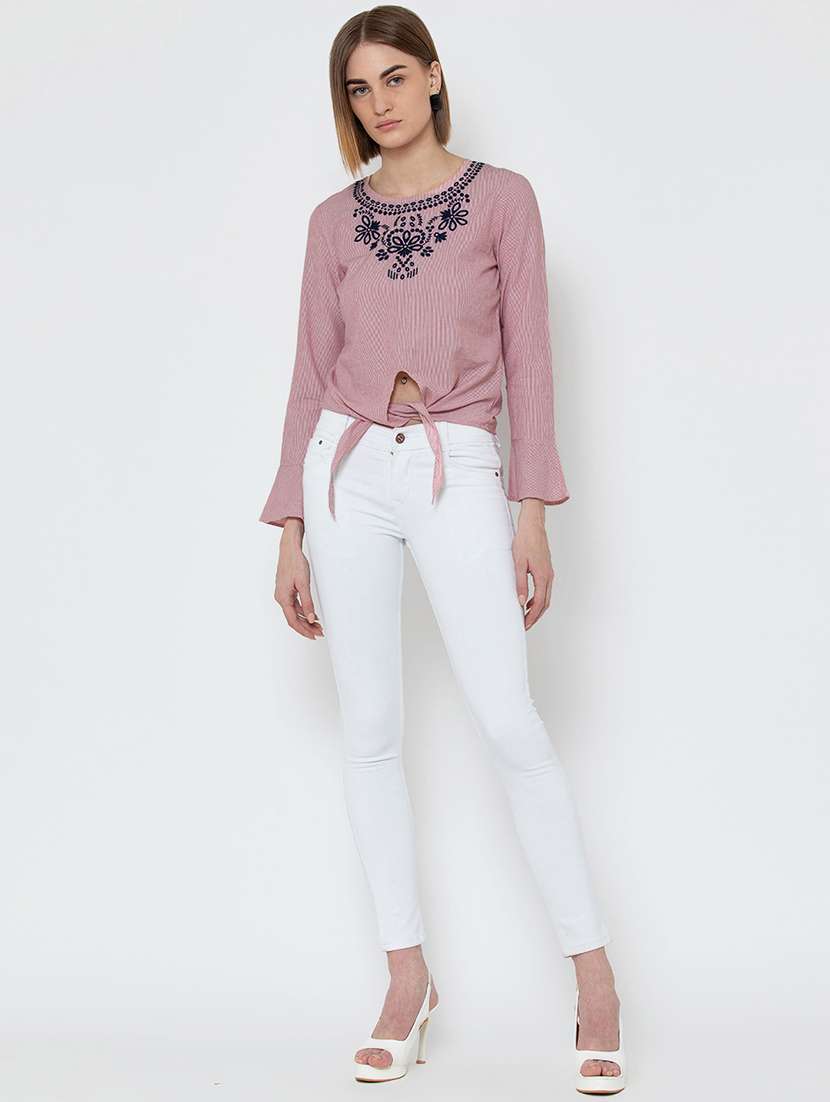 women's straight round neck top - 16764243 -  Standard Image - 3