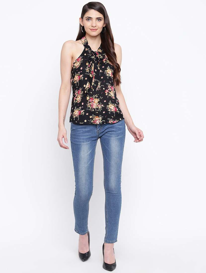 tie up neck floral top  - 16764284 -  Standard Image - 3