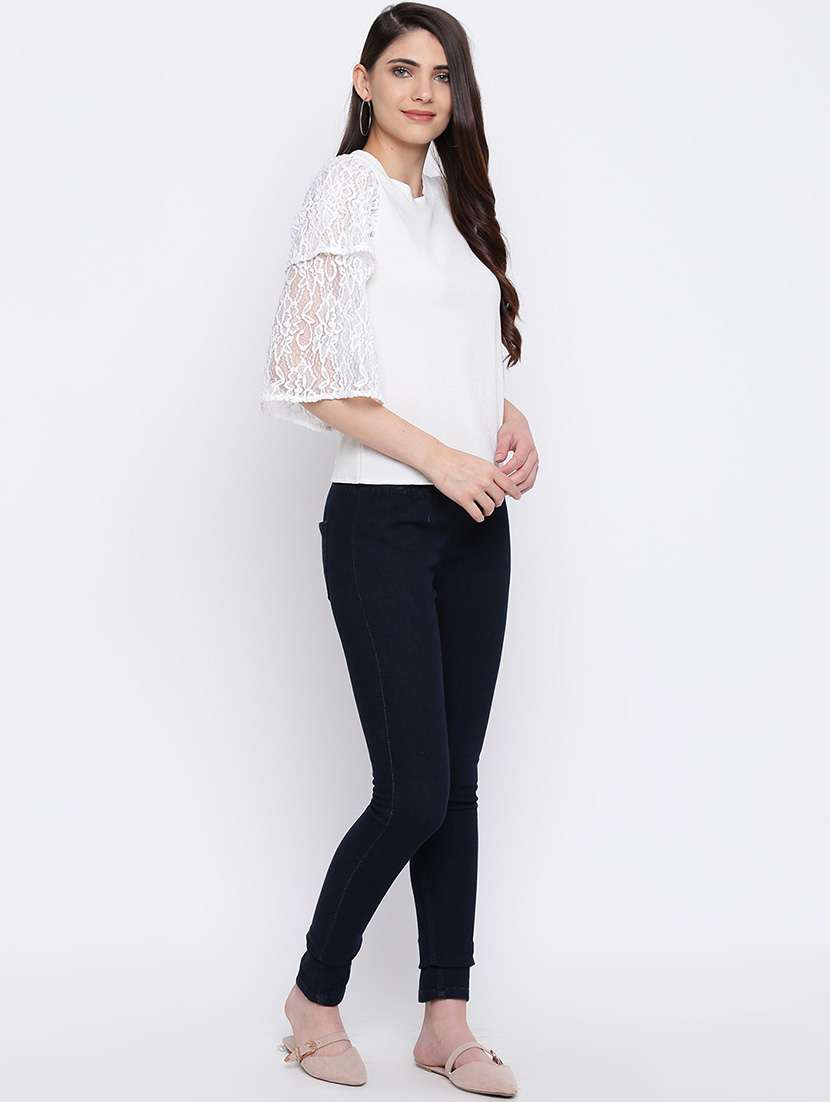Women's Straight Round Neck Top - 16764285 -  Standard Image - 3