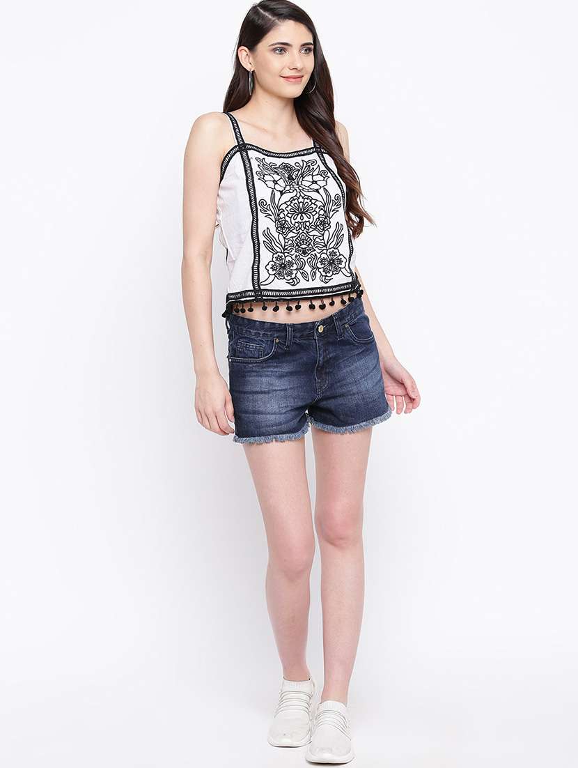 pom pom laced embroidered crop top  - 16764286 -  Standard Image - 3