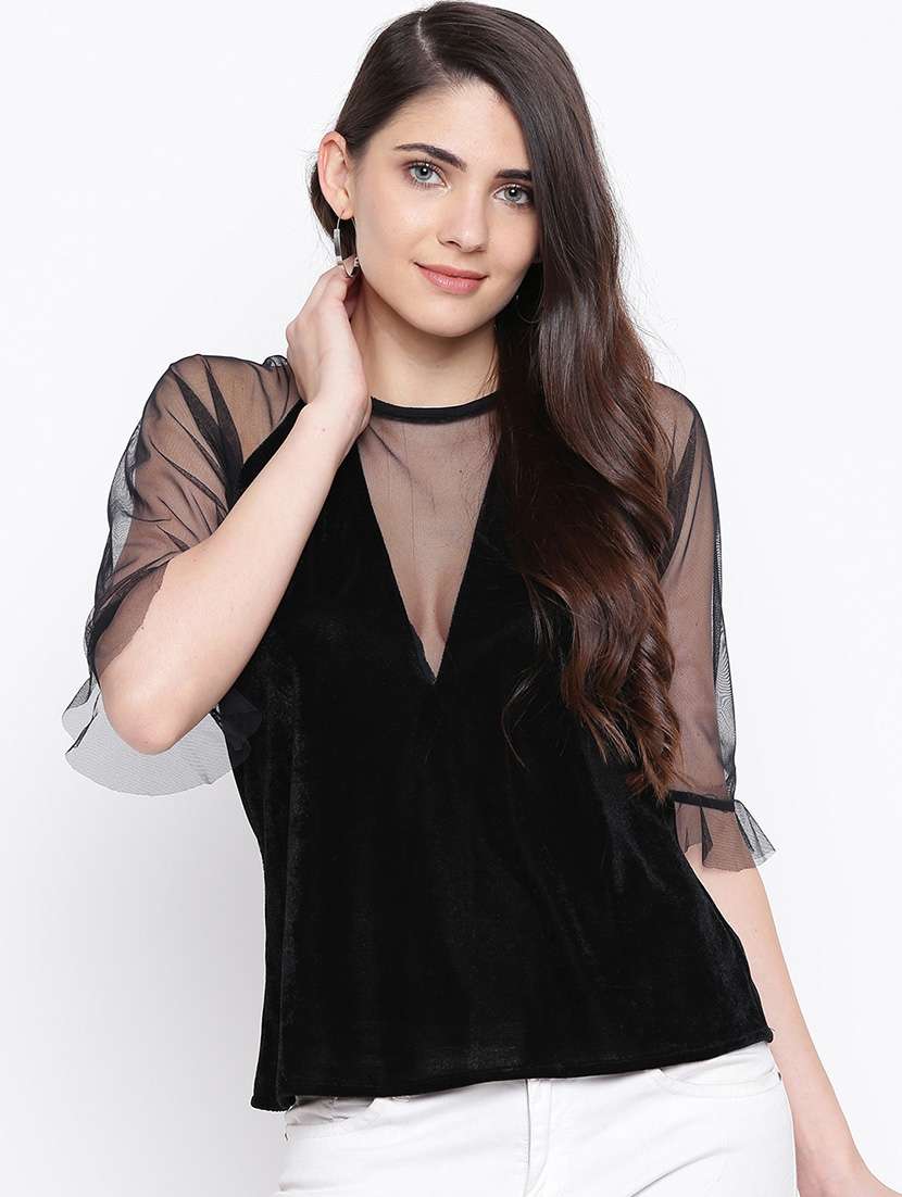 women's straight round neck top