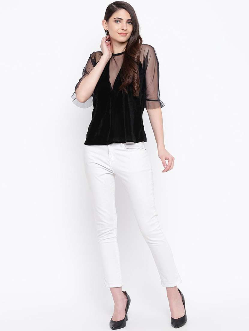 women's straight round neck top - 16764289 -  Standard Image - 3