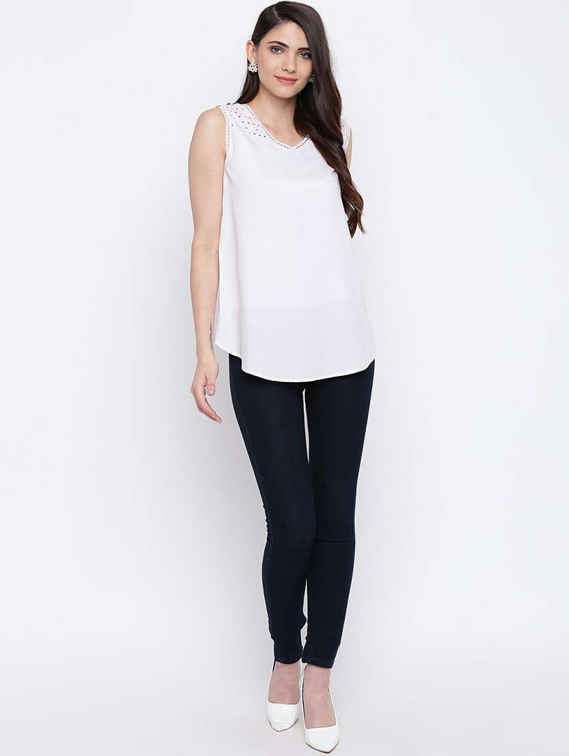women's straight v neck top - 16764295 -  Standard Image - 3