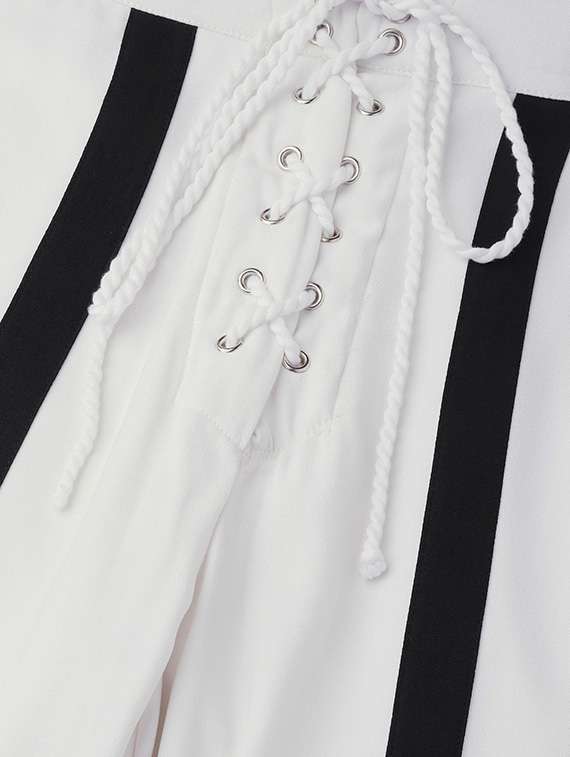 striped flat front wide leg trouser - 16764343 -  Standard Image - 3