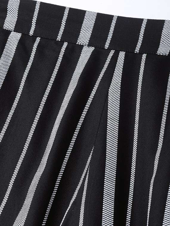 striped flat front wide leg trouser - 16764371 -  Standard Image - 3