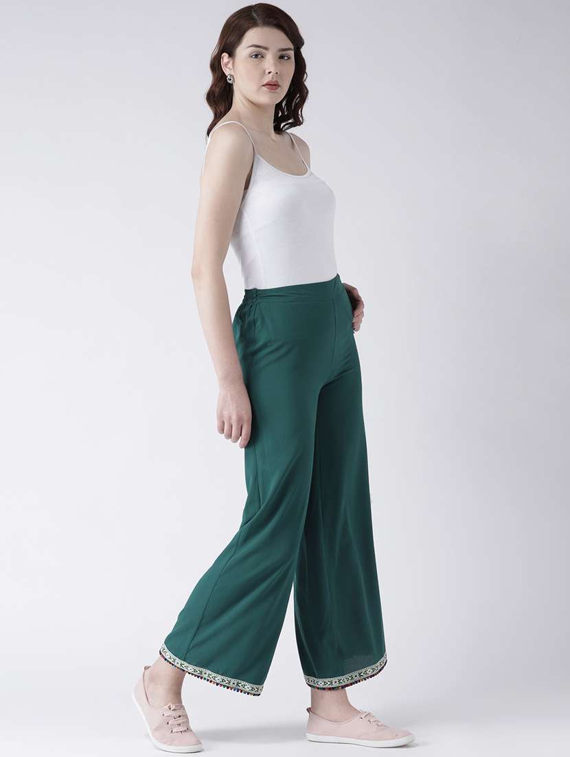 solid flat front wide leg trouser - 16764376 -  Standard Image - 3