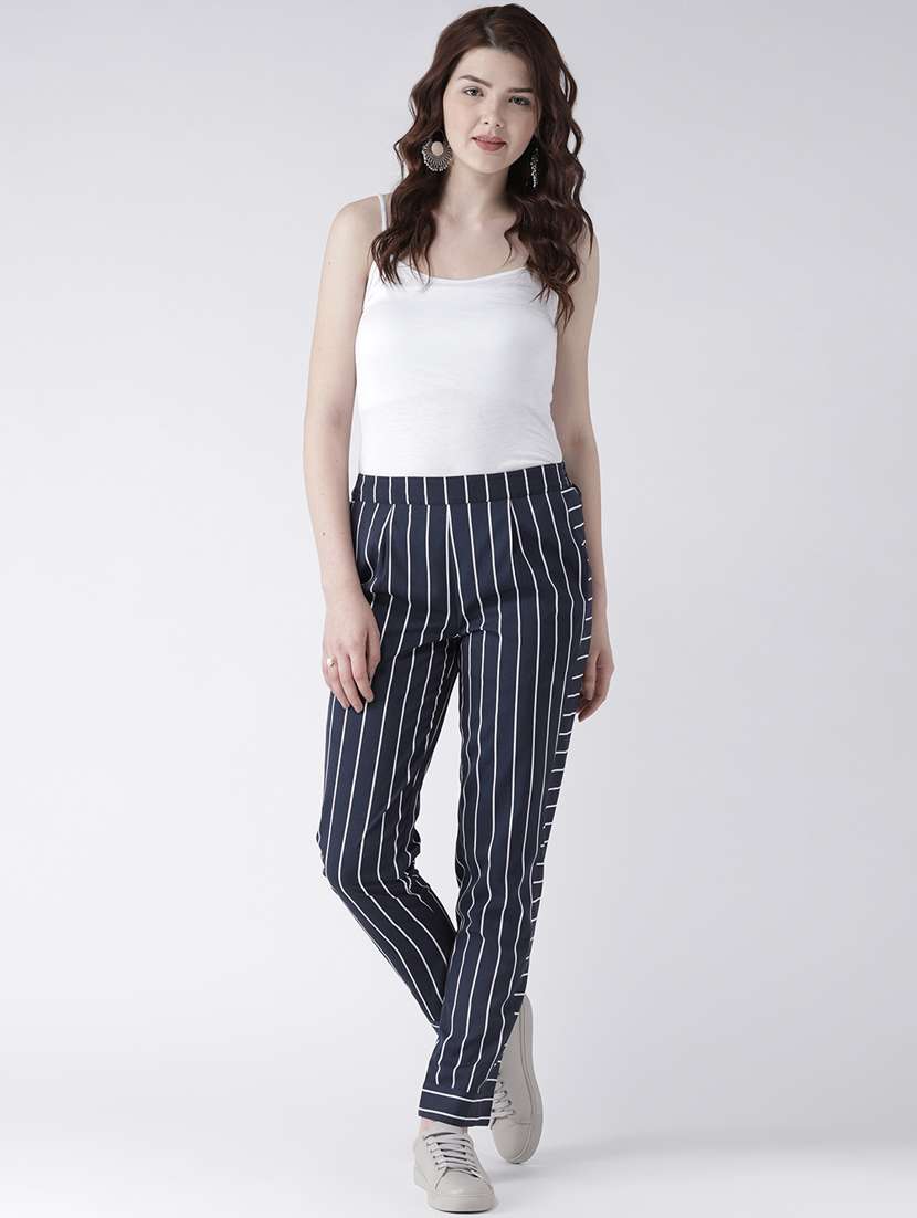 women striped pleated cigarette pants - 16764381 -  Standard Image - 3