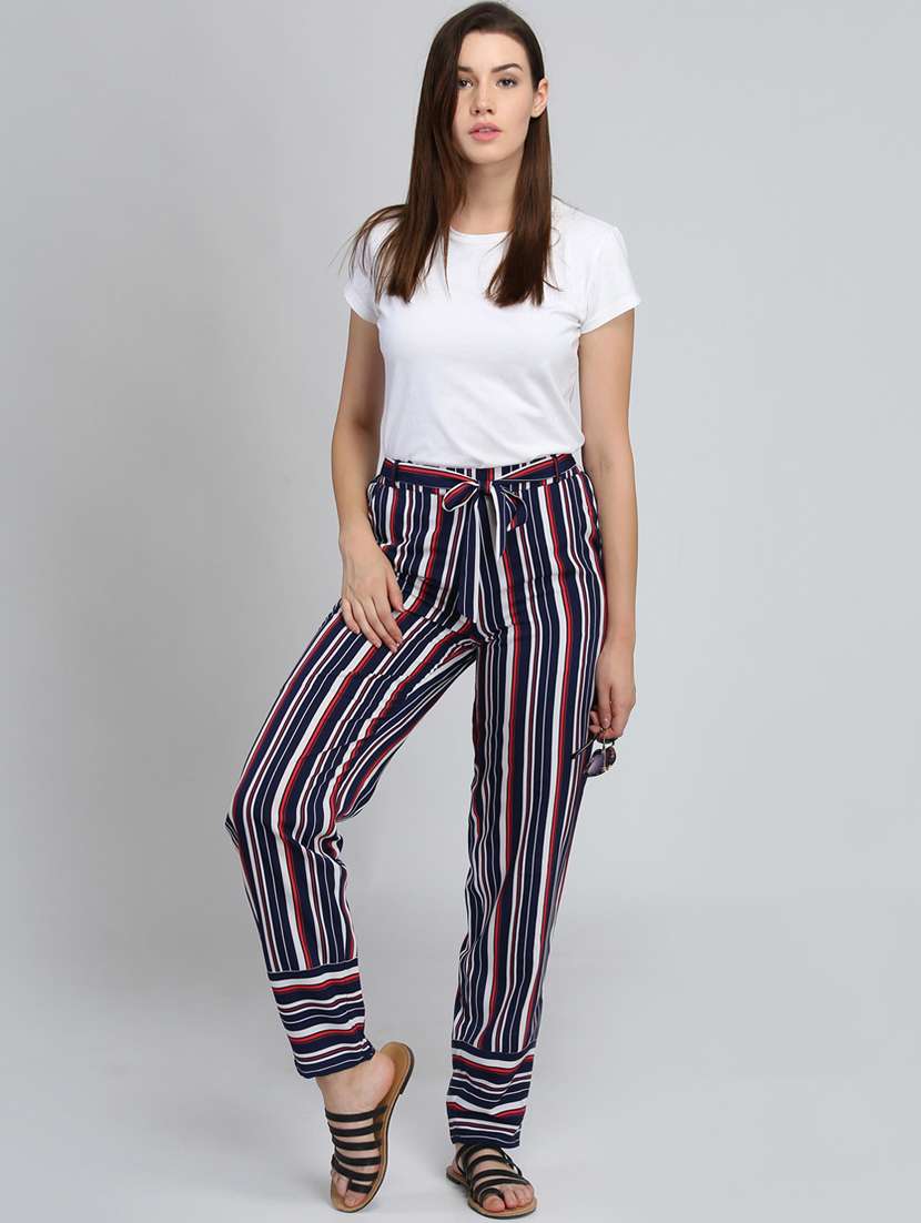 women striped flat front pants - 16764388 -  Standard Image - 3