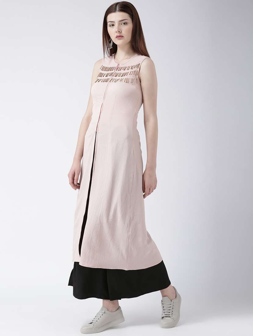 Solid Flat Front Wide Leg Overlap Trouser