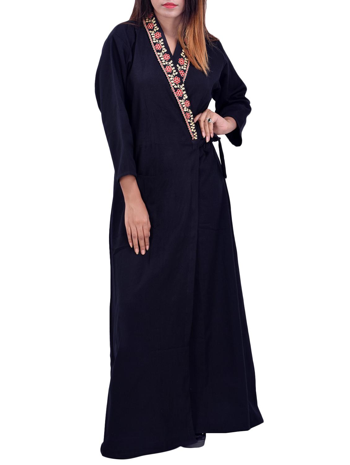 overlap neck solid night gown - 16764933 - Zoom Image - 0