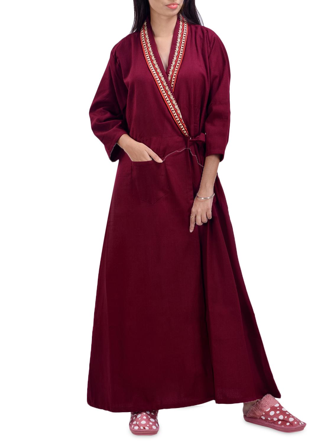 overlap solid night gown - 16764954 - Zoom Image - 0
