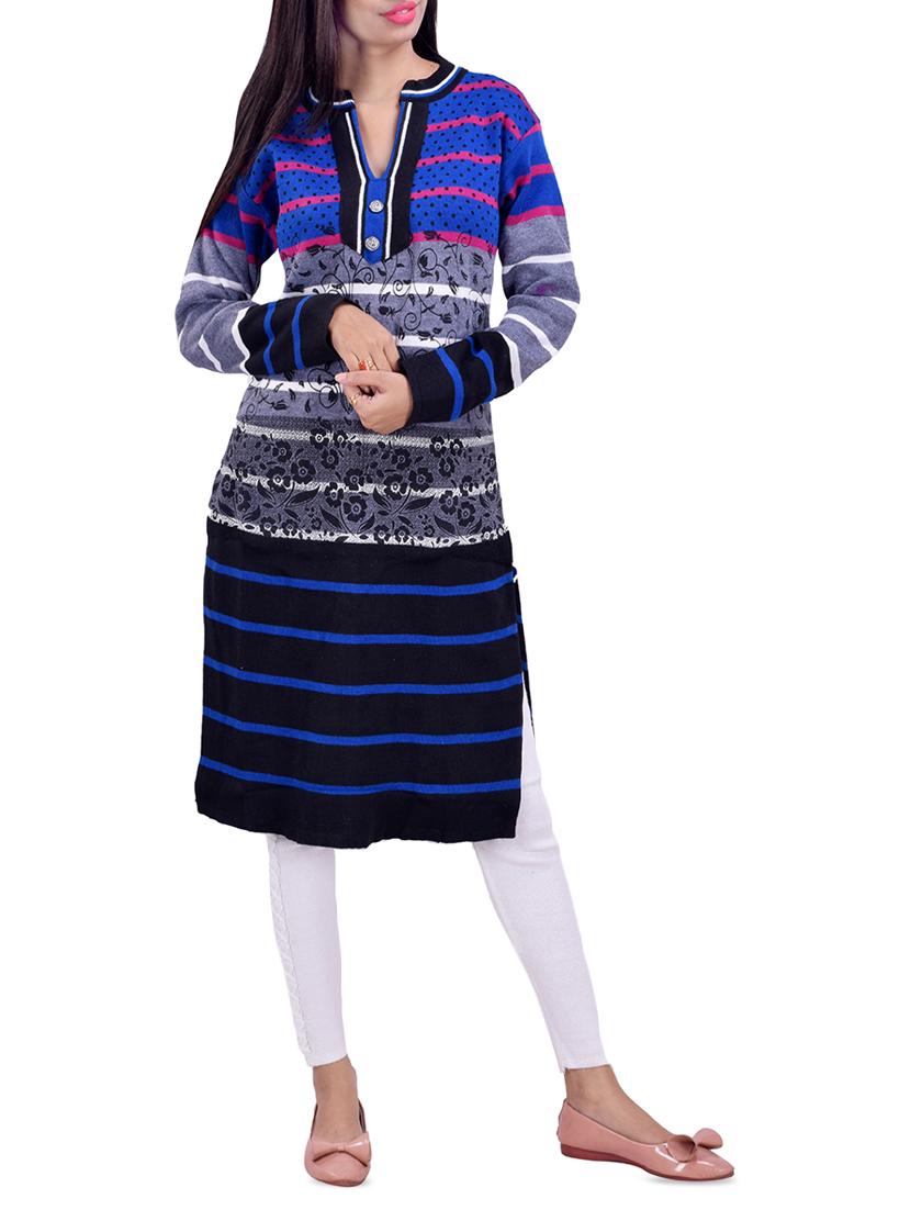 striped woolen kurta - 16764963 - Zoom Image - 0