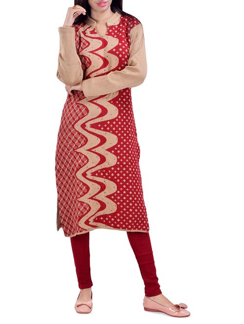 printed woolen kurta - 16764979 - Standard Image - 0
