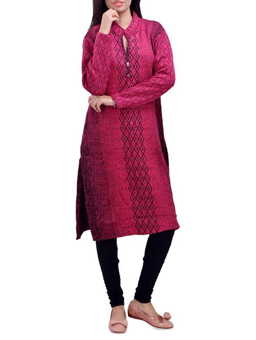 printed woolen kurta - 16764990 - Standard Image - 0