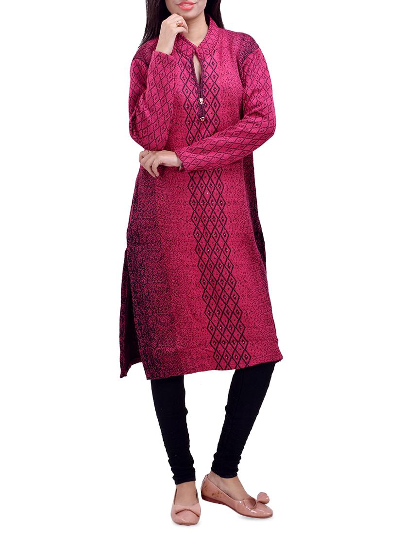 printed woolen kurta - 16764990 - Zoom Image - 0