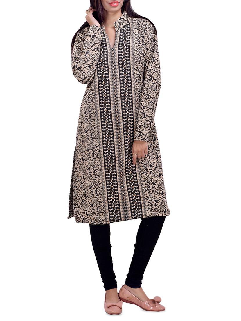 printed woolen kurta - 16764993 - Zoom Image - 0