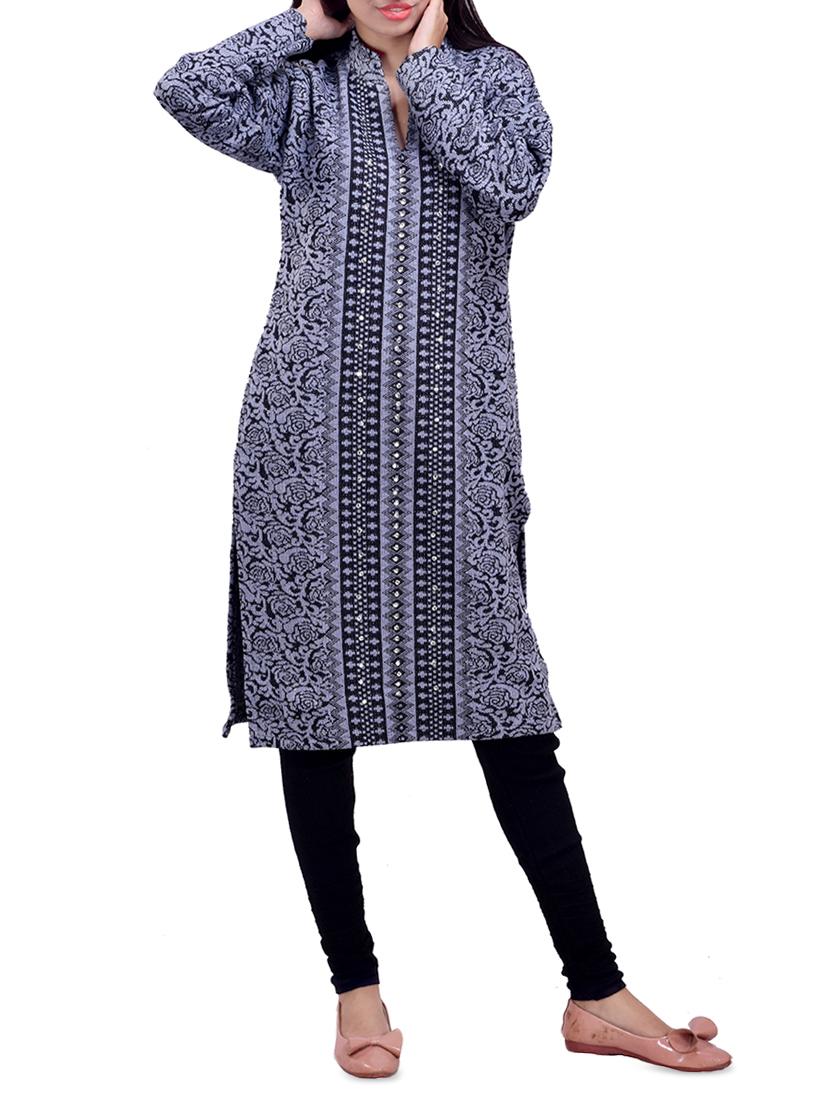 printed woolen kurta - 16764994 - Zoom Image - 0