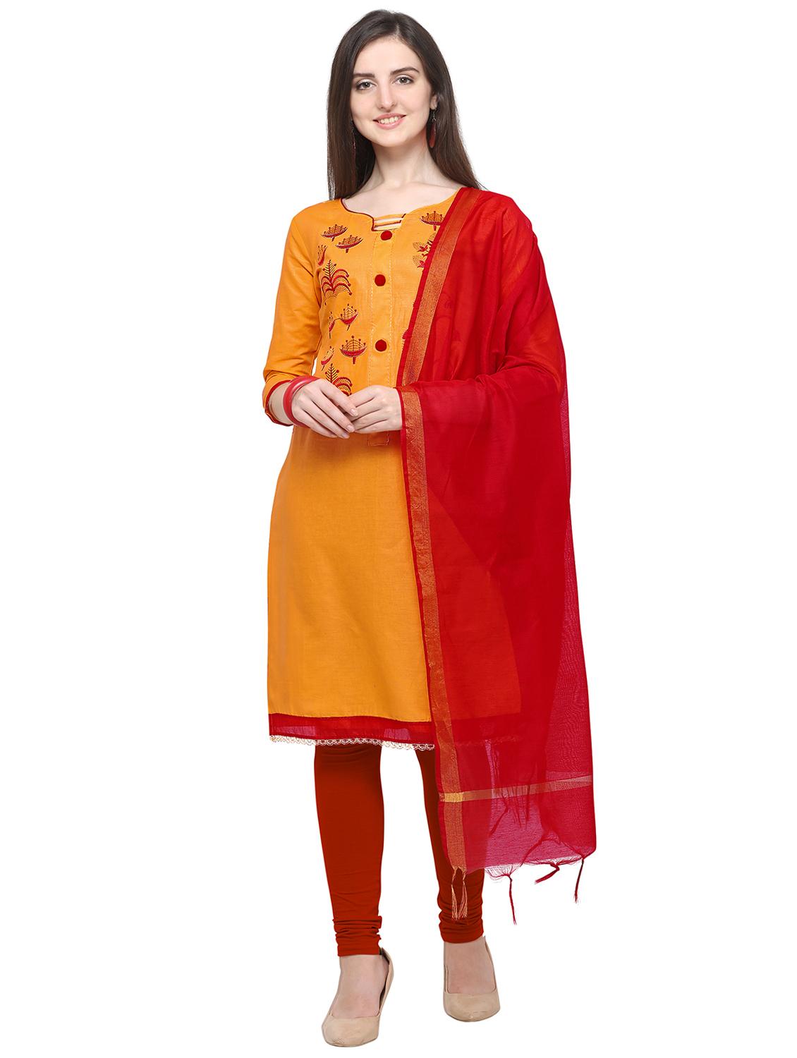 embroidered churidaar unstitched suit set - 16765652 - Zoom Image - 0
