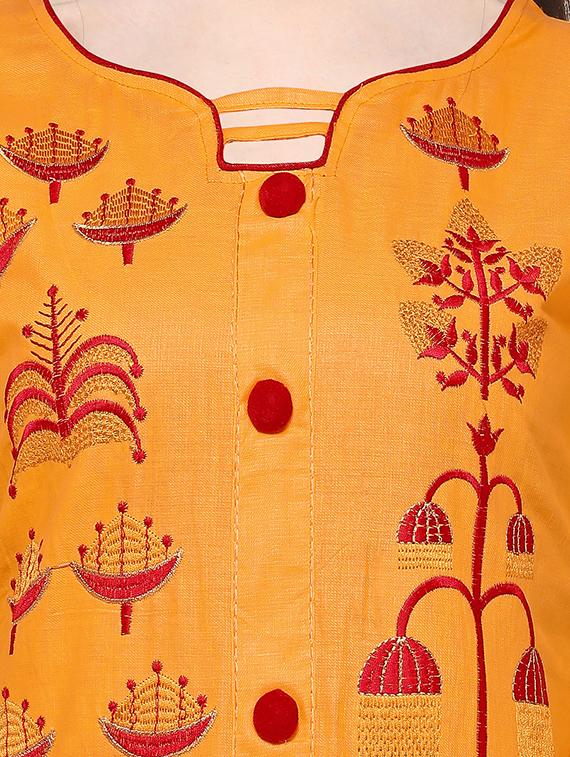 embroidered churidaar unstitched suit set - 16765652 - Standard Image - 3