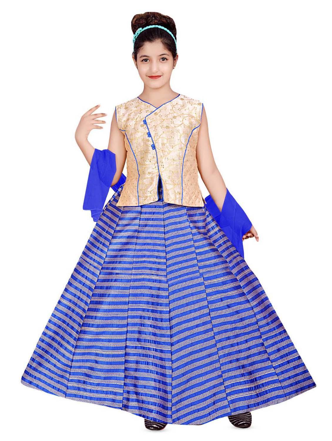 blue silk blend lehenga choli - 16765919 - Zoom Image - 0