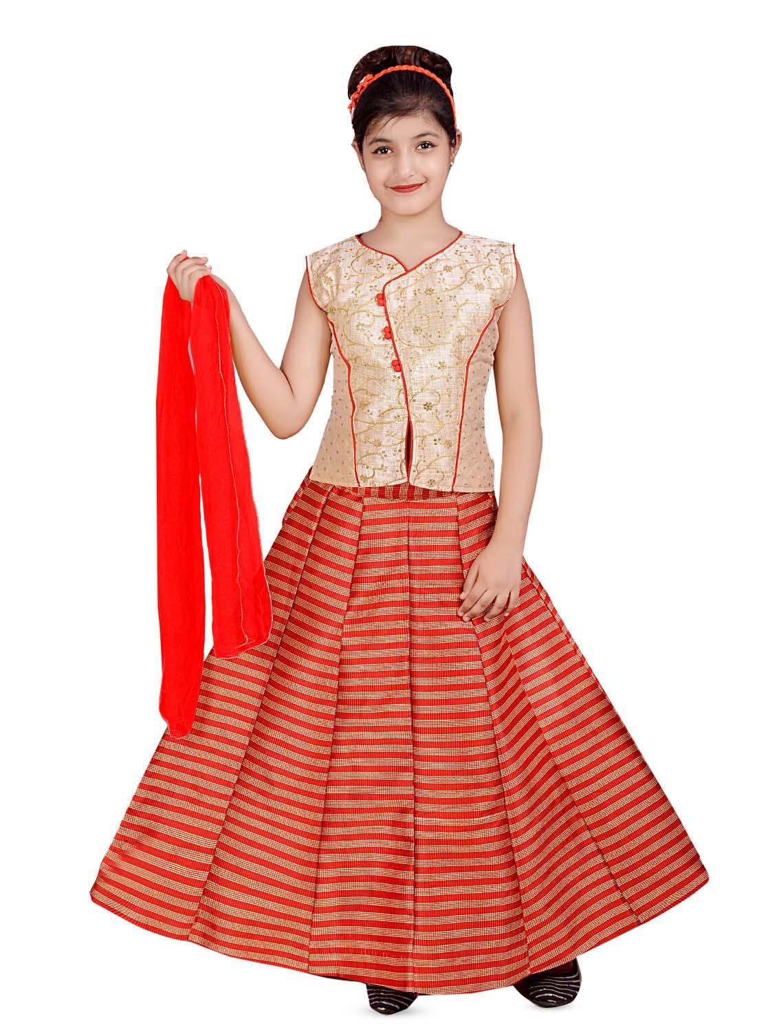 red silk blend lehenga choli - 16765922 - Zoom Image - 0