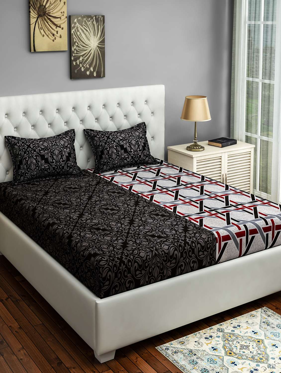 Buy Cotton Extra Large Bed Sheet With 2 Pillow Cover For Unisex