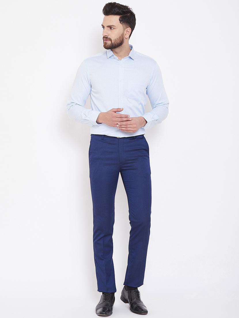 light blue printed formal shirt - 16769291 - Standard Image - 3
