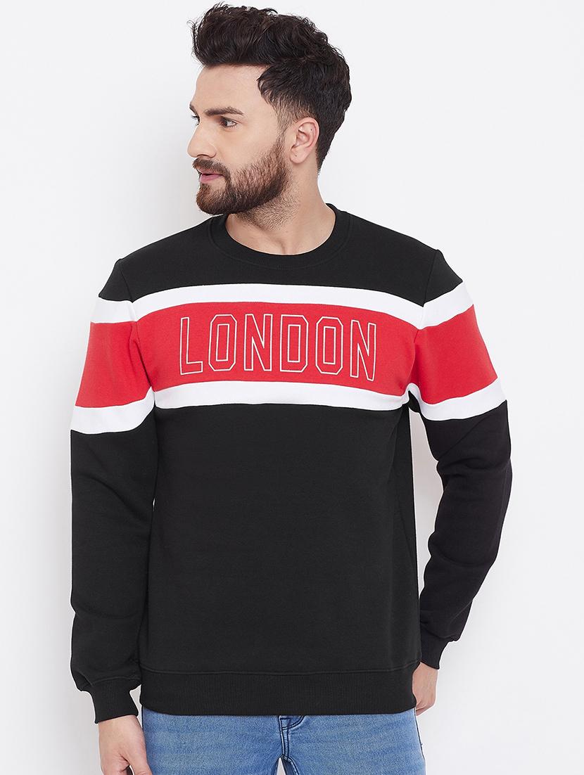 black color block chest print sweatshirt - 16769308 - Zoom Image - 0